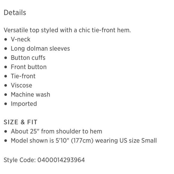 BeachLunchLounge Knotted Hem Top White Button Front Dolman Sleeve White Chic M - Picture 12 of 12